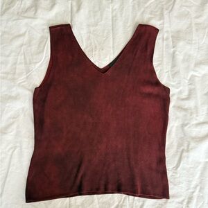 Women's Sleeveless Burgundy Silk Top